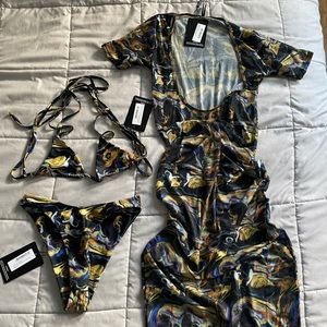 Womens bikini bathing suit - top, bottom and cover up